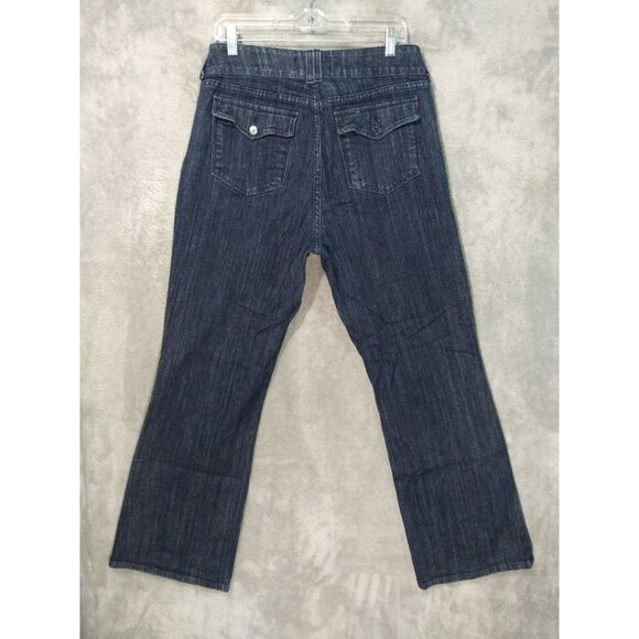 NYDJ Jeans Womens 16 Blue Denim Billie Mini Boot Cut Dark Wash Flap Pockets - Picture 2 of 11